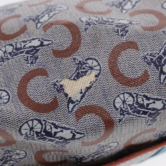 CELINE C Sulky Shoulder Bag PVC Gray Brown gold Auth 92150 - Picture 8 of 16